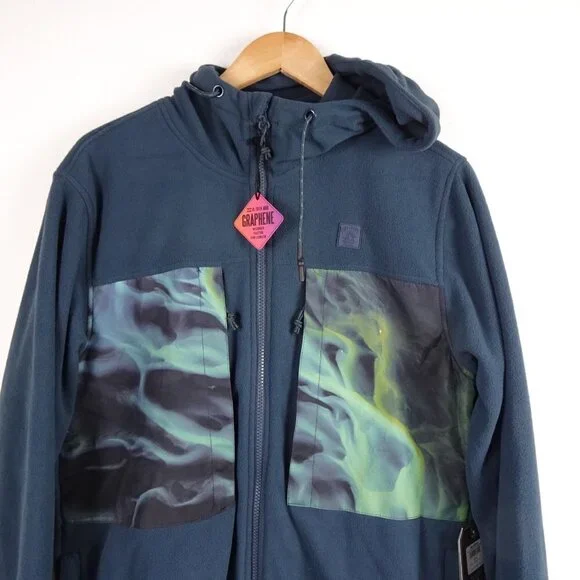 Billabong A/Div Canyon Graphene Hooded Jacket Fleece Mens Small Blue Green